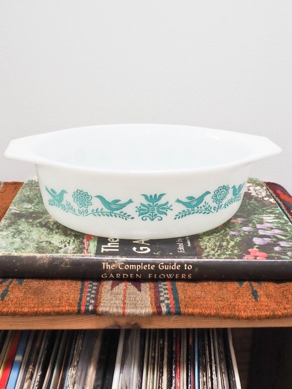 Vtg Bluebird Pyrex Casserole Dish: 1960s Promotional Oval, 1.5 Quart (No Lid)